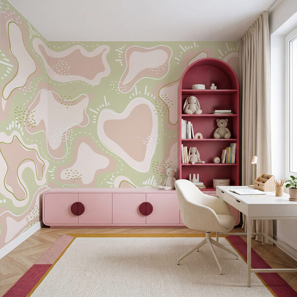 Pink and white shapes