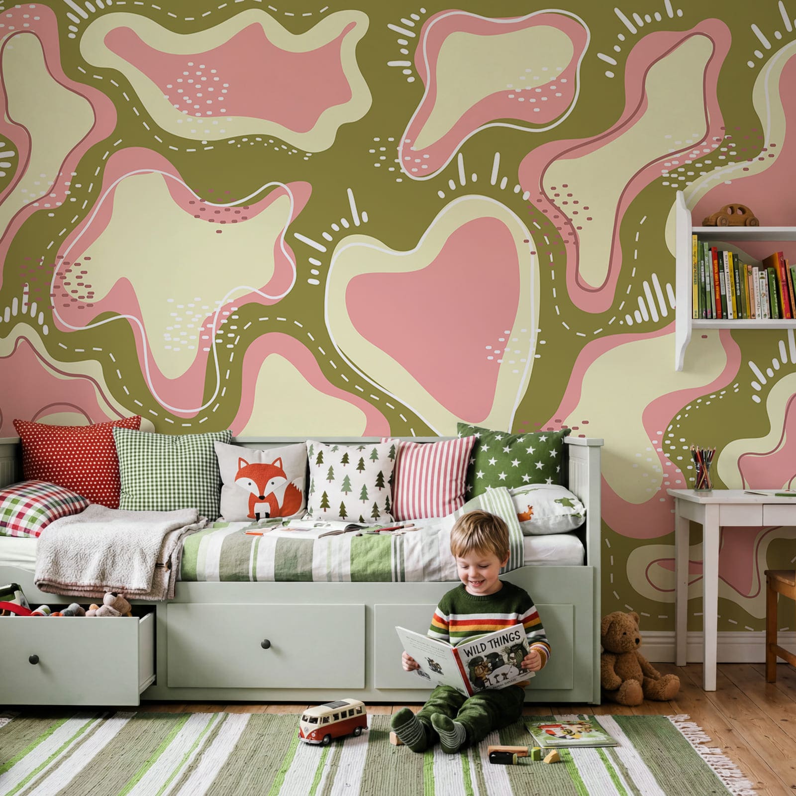 Pink and white shapes