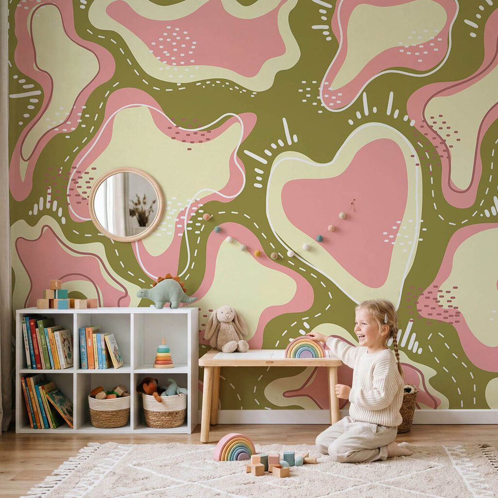 Pink and white shapes