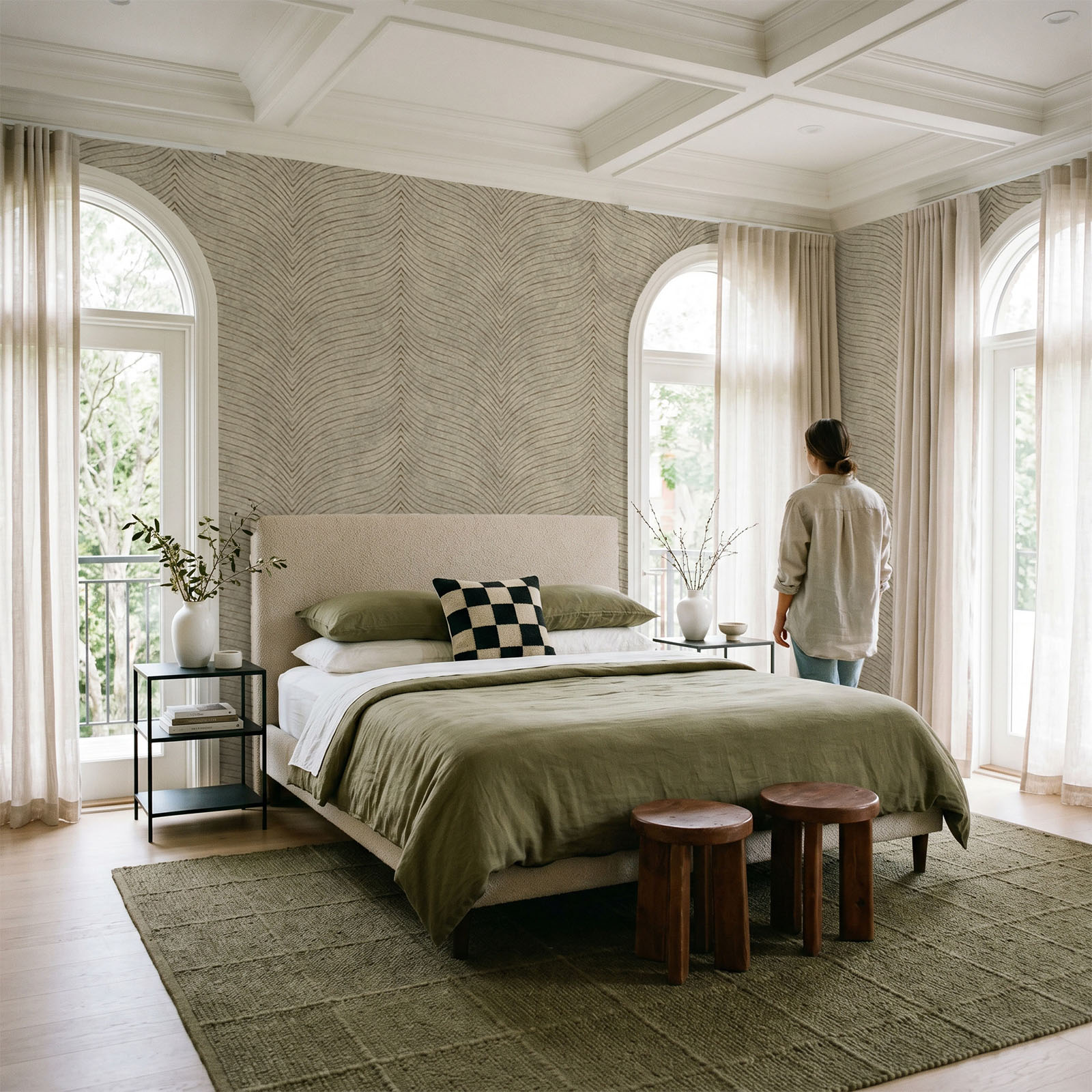 Elegant wave patterns on neutral backdrop