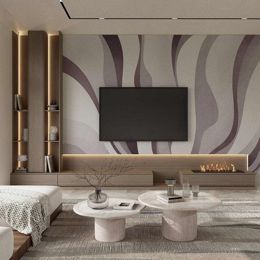 - Flowing lines in soft hues
