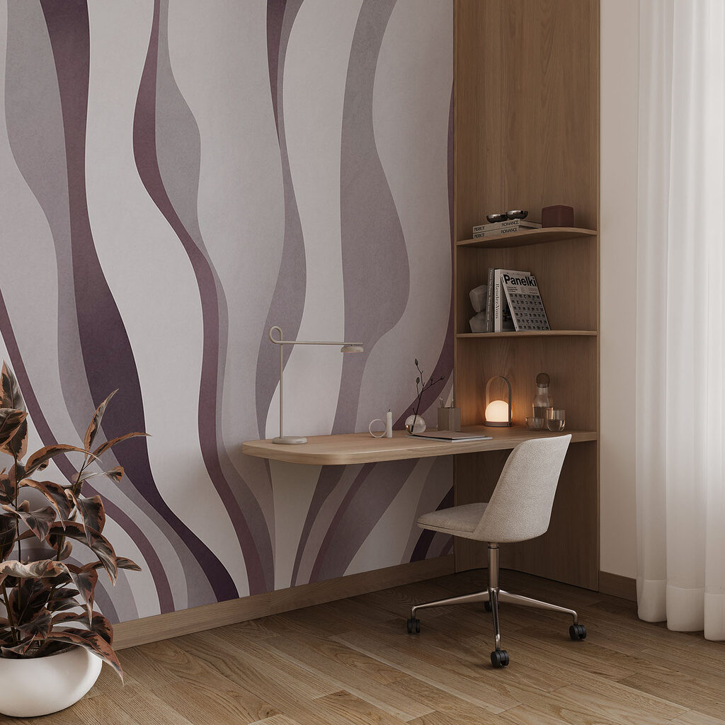 - Flowing lines in soft hues