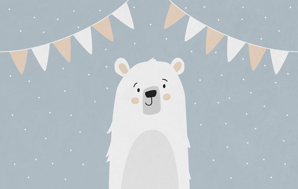 White bear with a blue background