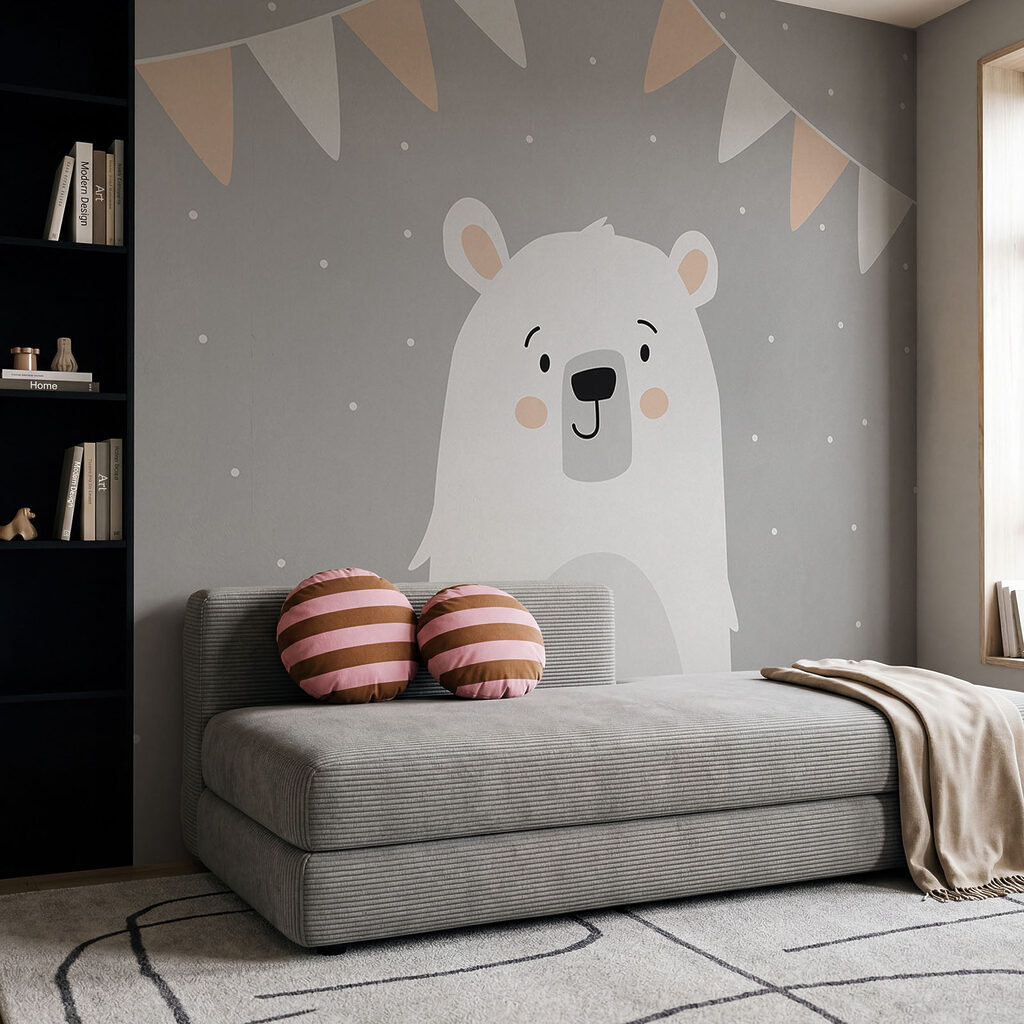 White bear with a grey background White bear with a grey background