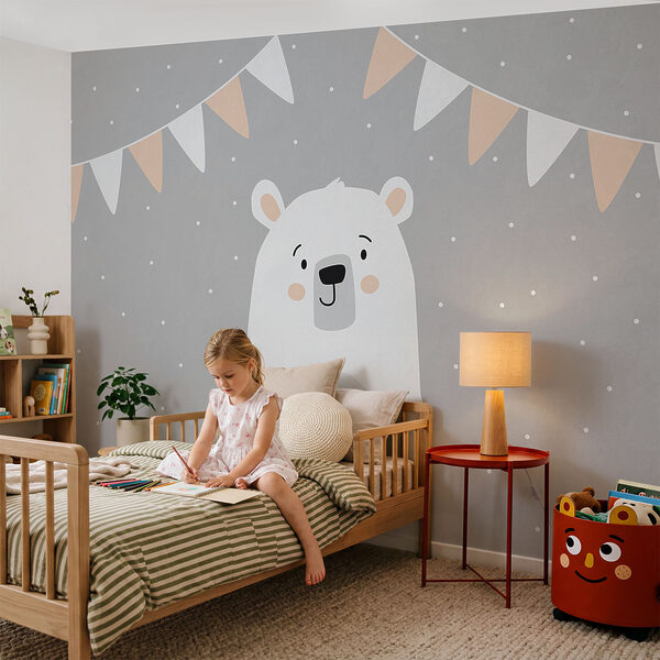 White bear with a grey background White bear with a grey background