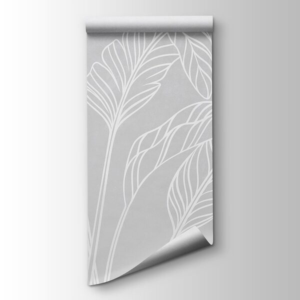 White line drawing of leaves
