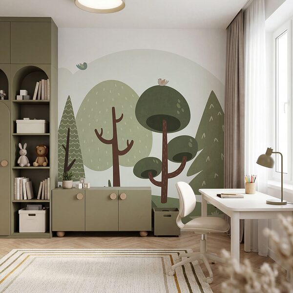 Cartoon of trees and grass