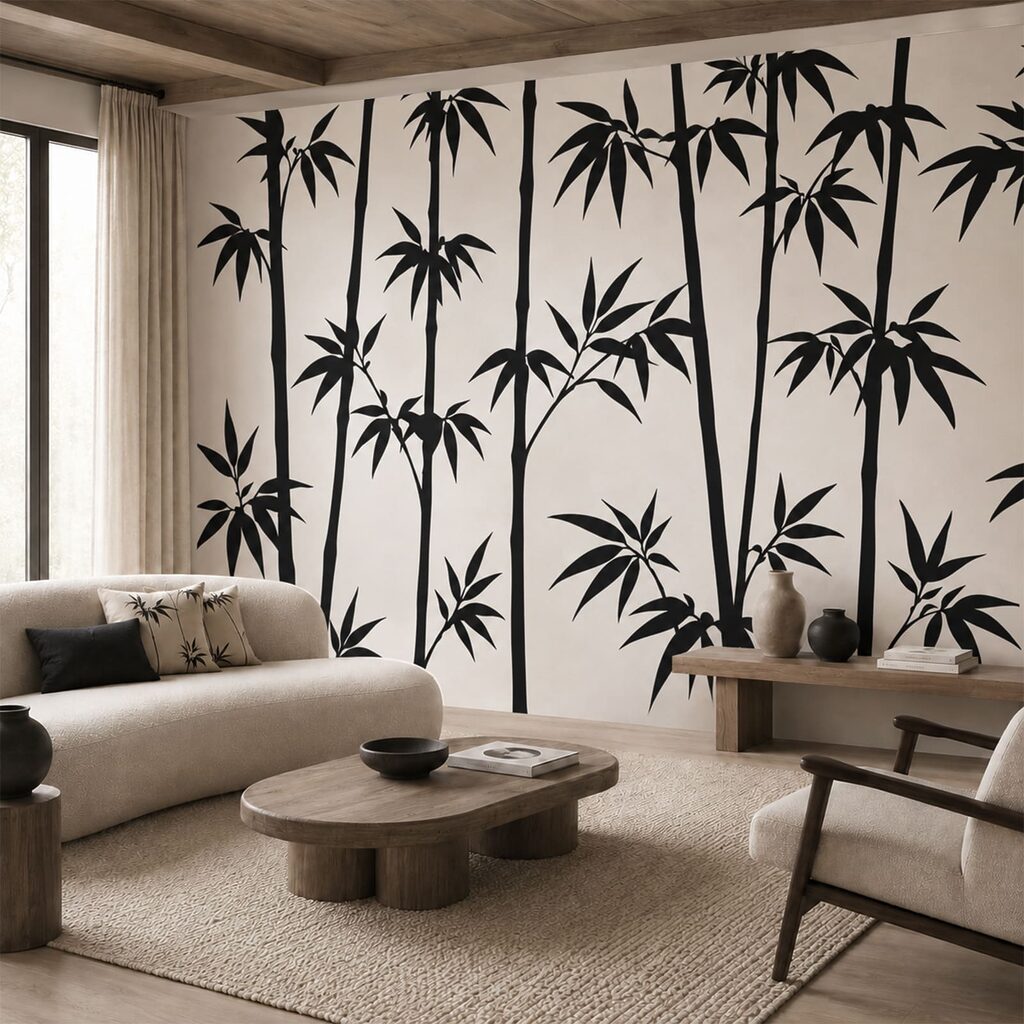 Silhouette of bamboo trees