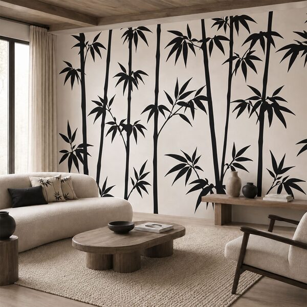 Silhouette of bamboo trees