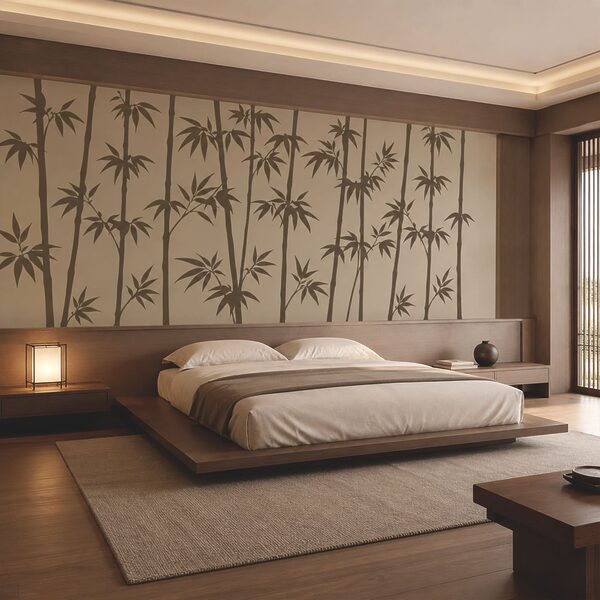 Bamboo silhouettes against a neutral backdrop Bamboo silhouettes against a neutral backdrop