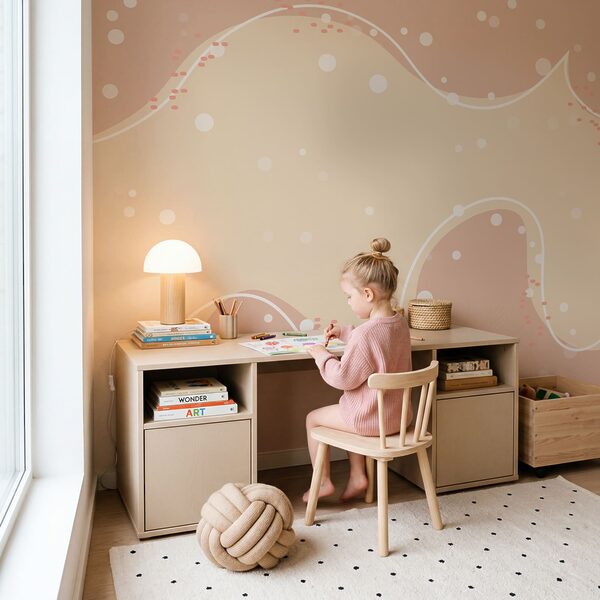 White and pink background with dots Wall mural White and pink background with dots
