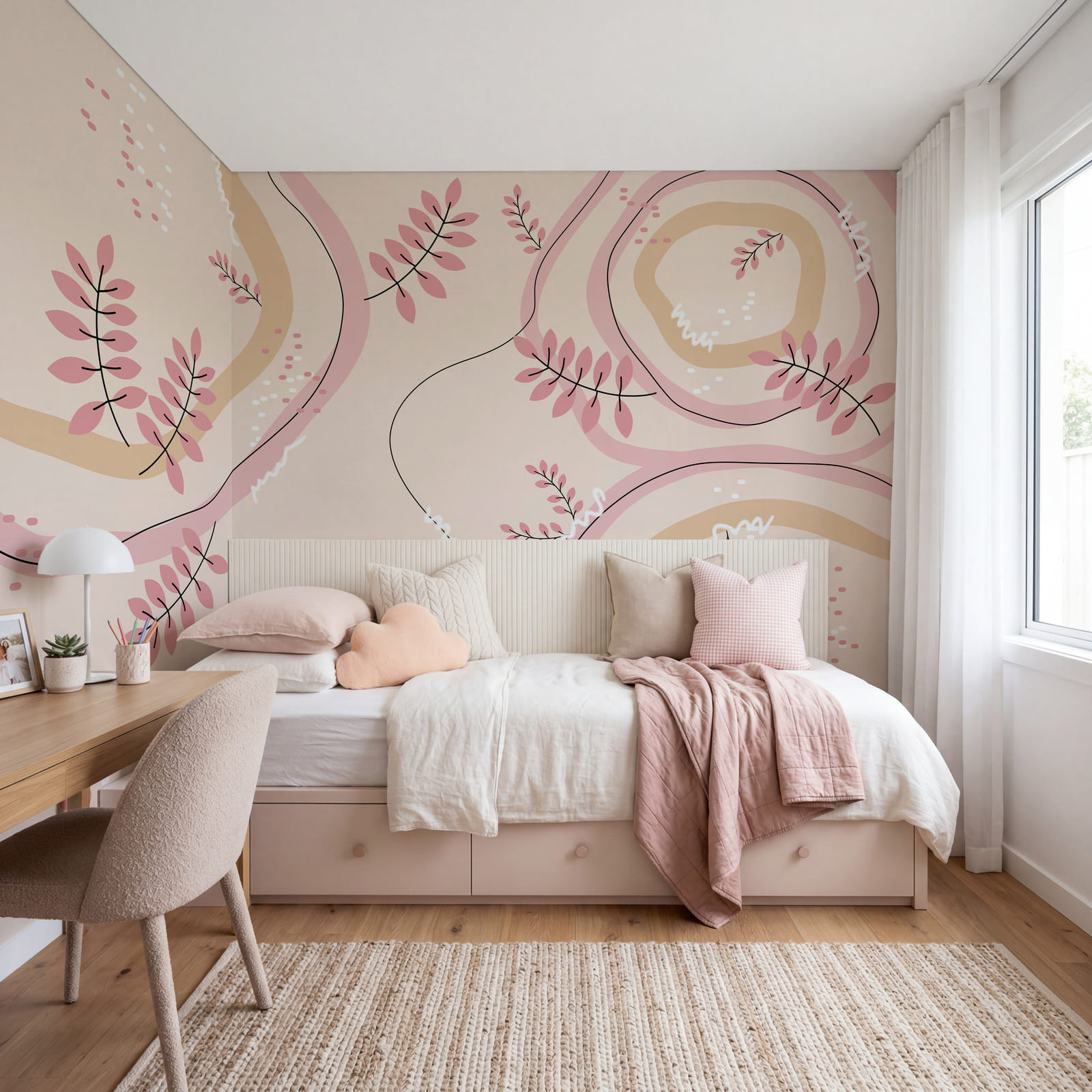 Pink and beige floral pattern