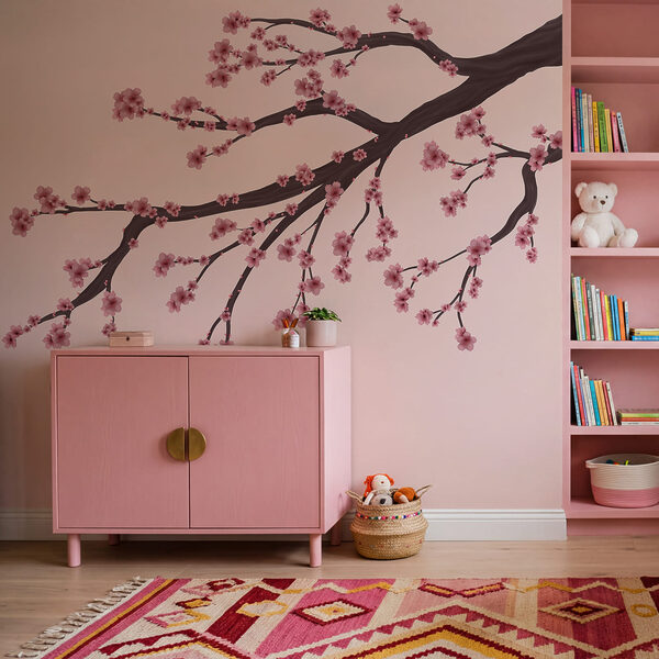 Tree branch with pink flowers