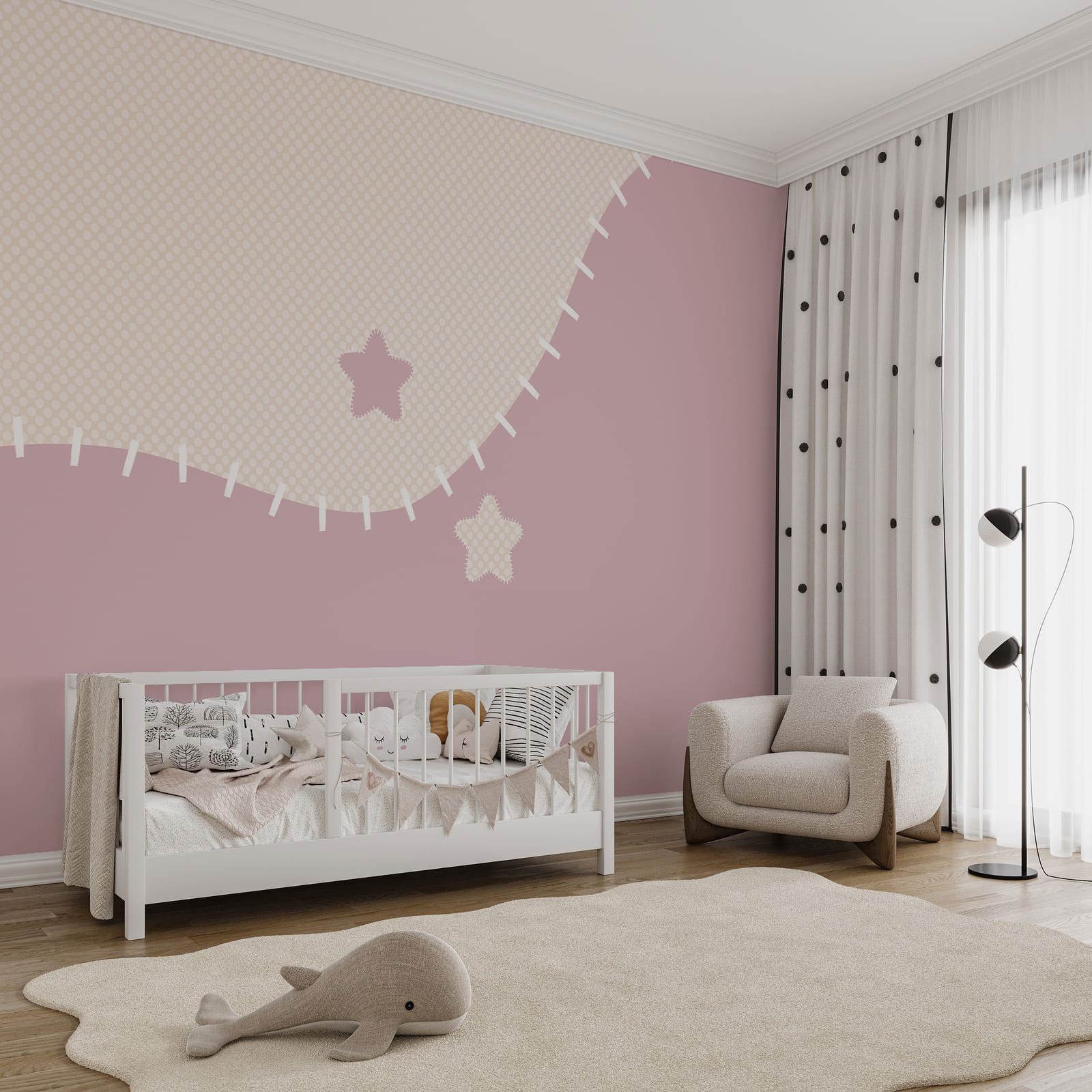 Pink and white fabric with stars Pink and white fabric with stars