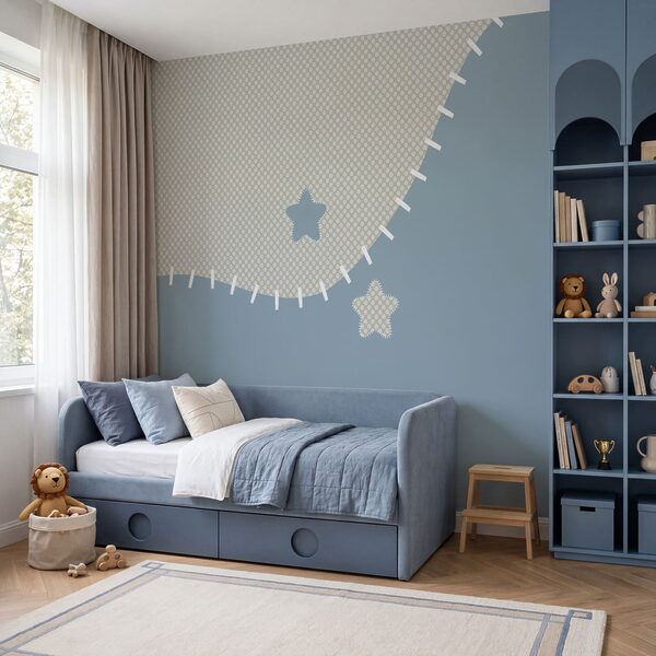 Blue and white fabric with stars Wall mural Blue and white fabric with stars