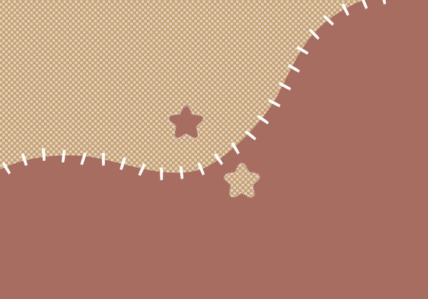 Brown and tan fabric with white stitching
