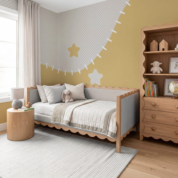 White and yellow fabric with stars Wall mural White and yellow fabric with stars