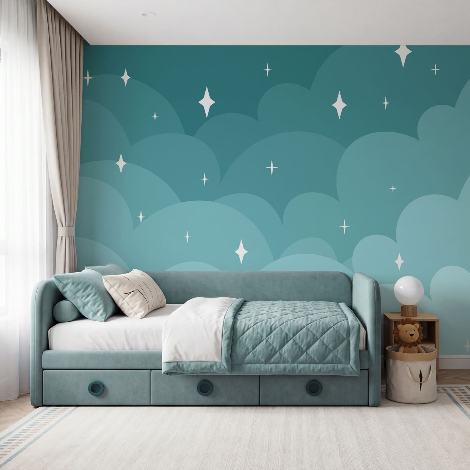 Blue sky with clouds and stars Blue sky with clouds and stars
