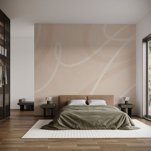 Wall mural White and tan swirls on a white surface (SKU: t00737) Wall mural Wall mural White and tan swirls on a white surface (SKU: t00737)
