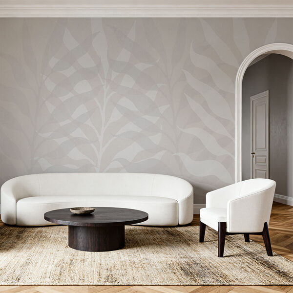 Wall mural White and gray leaf pattern (SKU: t00740) Wall mural Wall mural White and gray leaf pattern (SKU: t00740)