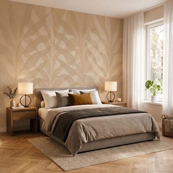 Wall mural White and tan leaf pattern (SKU: t00740v1) Wall mural Wall mural White and tan leaf pattern (SKU: t00740v1)