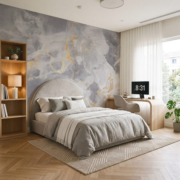 Wall mural - Fluid patterns in soft gray tones (SKU: t00744v1) Wall mural Wall mural - Fluid patterns in soft gray tones (SKU: t00744v1)