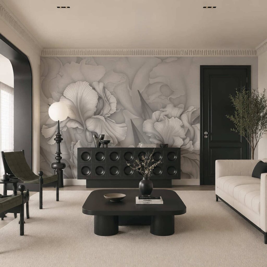 Elegant blooms in soft grayscale tones