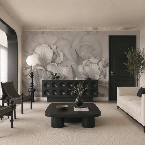 Wall mural Elegant blooms in soft grayscale tones (SKU: t00747v1) Wall mural Wall mural Elegant blooms in soft grayscale tones (SKU: t00747v1)