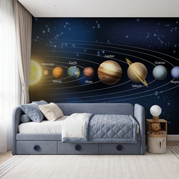 Wall mural Solar system with planets and stars (SKU: w00002) Wall mural Wall mural Solar system with planets and stars (SKU: w00002)