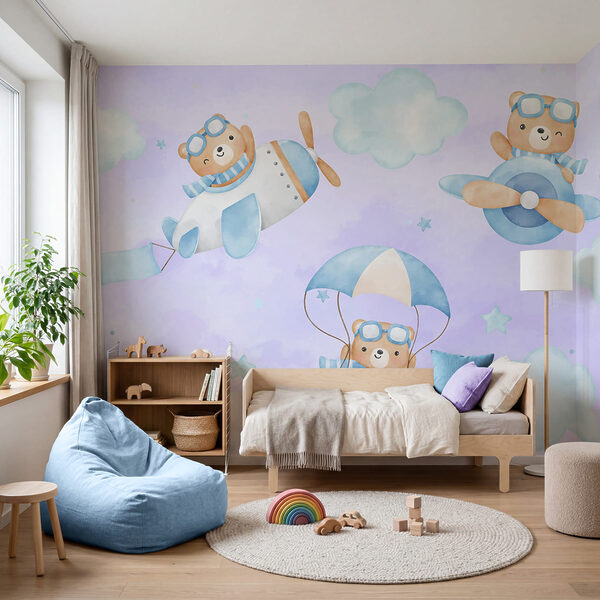Wall mural Group of teddy bears in the sky (SKU: w01591) Wall mural Wall mural Group of teddy bears in the sky (SKU: w01591)