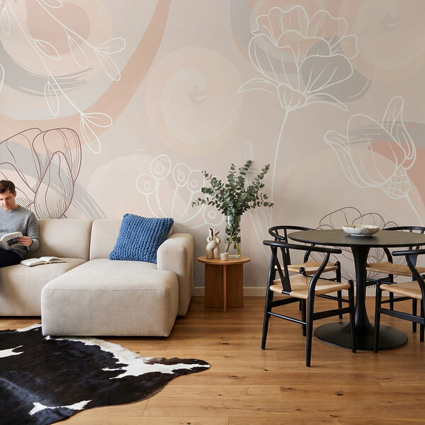 Wall mural Soft floral patterns in gentle hues (SKU: w03586) Wall mural Wall mural Soft floral patterns in gentle hues (SKU: w03586)