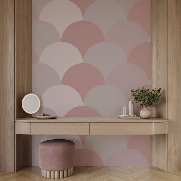 Wall mural Pattern of circles in pink and grey (SKU: w03722) Wall mural Wall mural Pattern of circles in pink and grey (SKU: w03722)