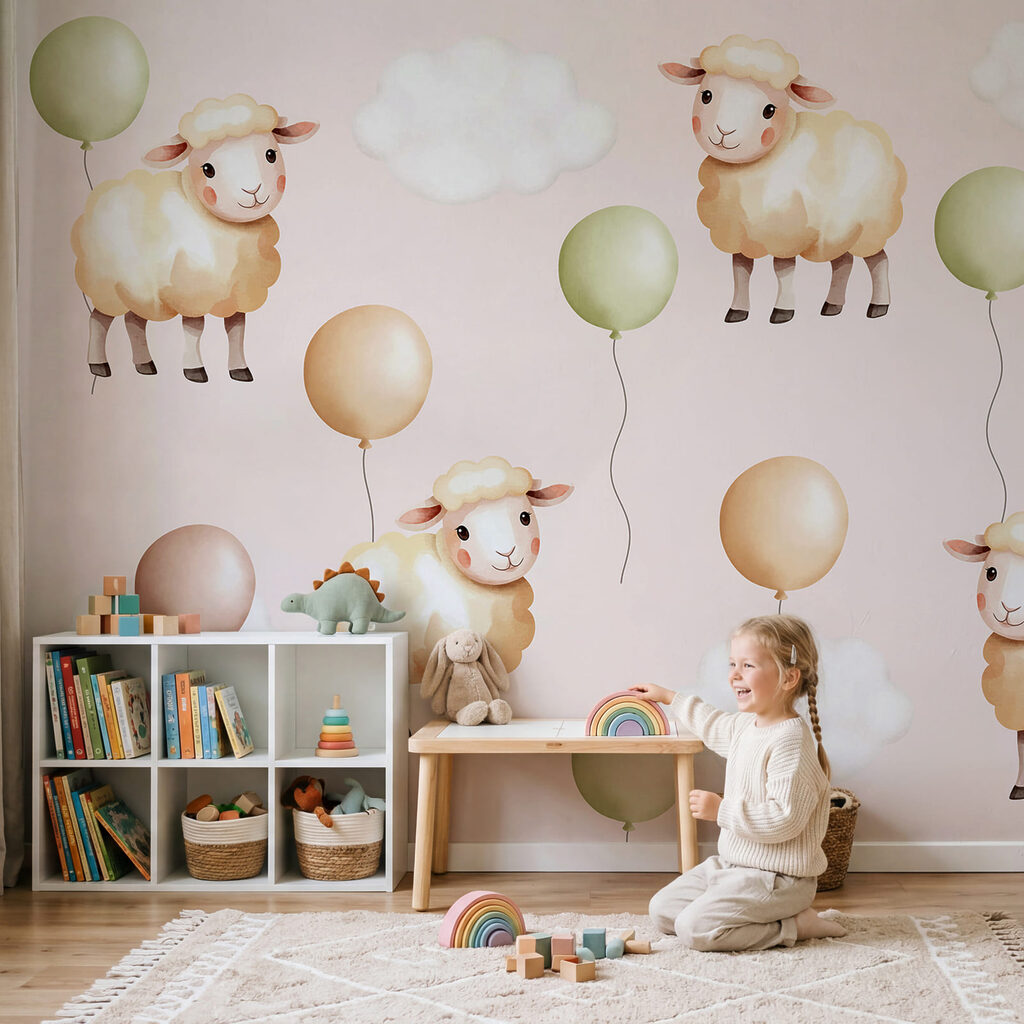 Pattern of sheep and balloons Pattern of sheep and balloons