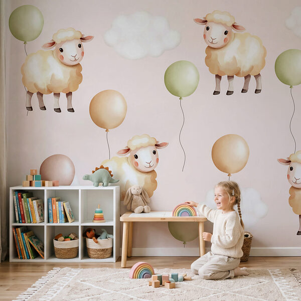 Pattern of sheep and balloons Pattern of sheep and balloons