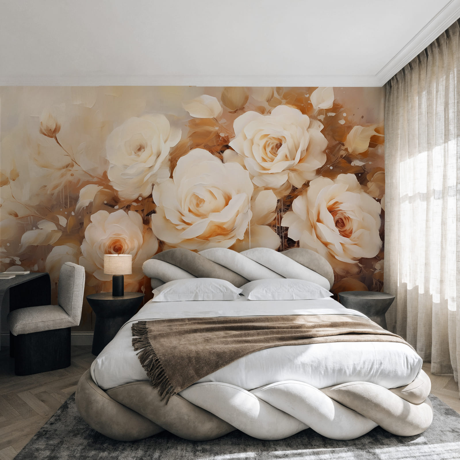 Painting of white roses