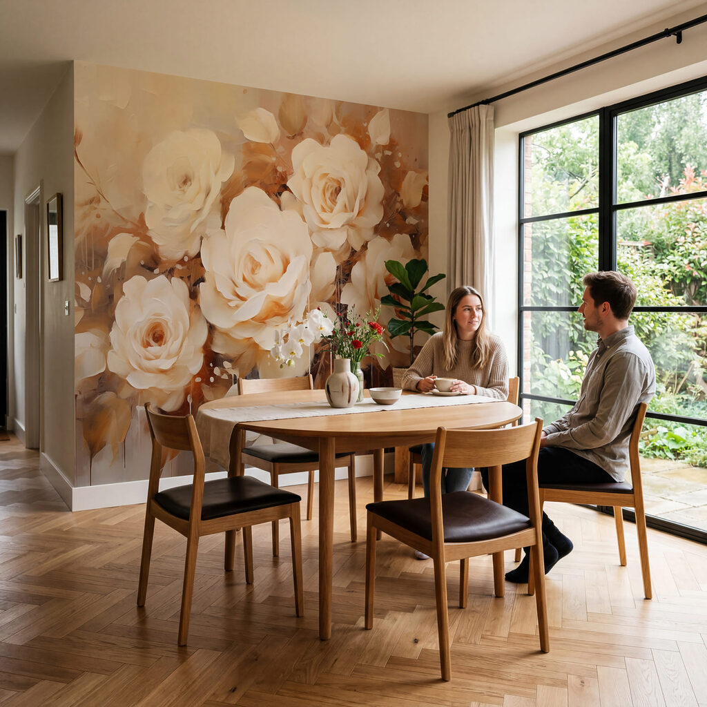 Painting of white roses
