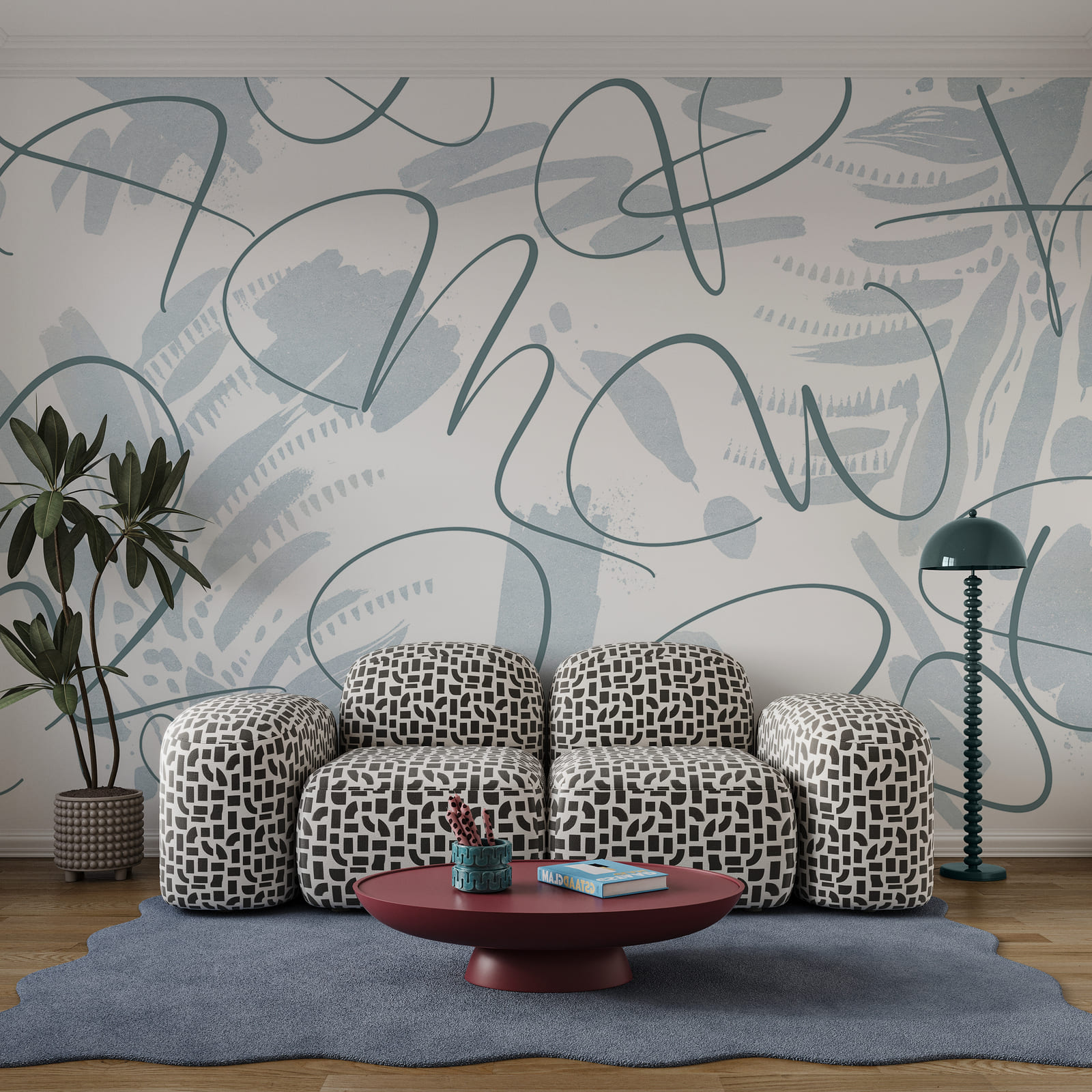 Artful swirls in soft hues