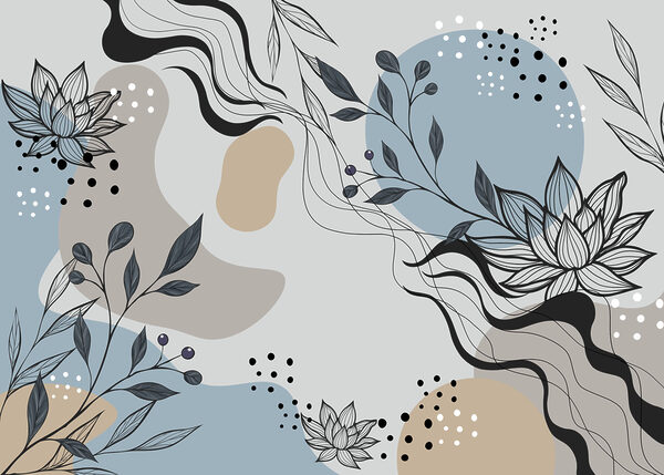 Drawing of flowers and leaves