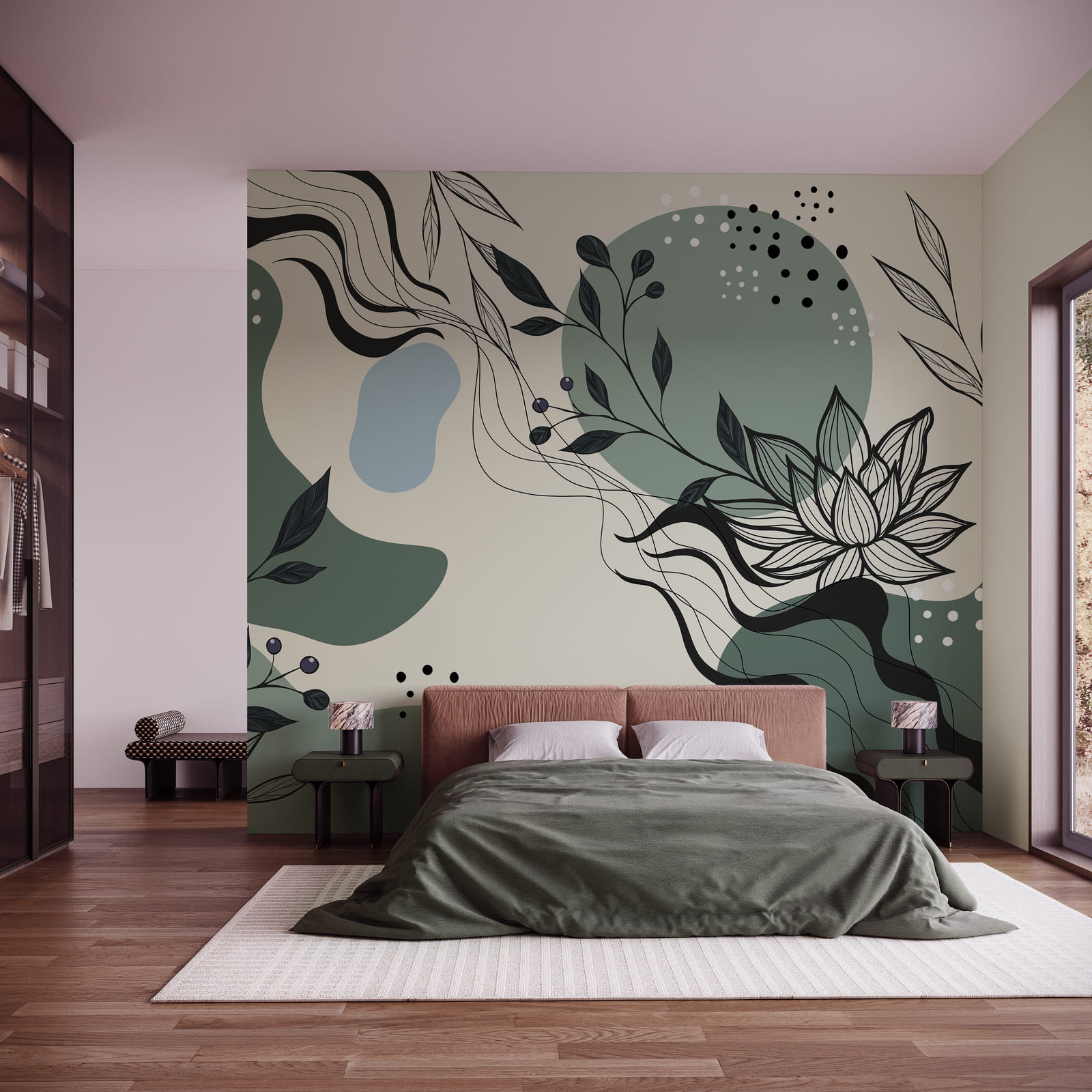 Drawing of flowers and leaves