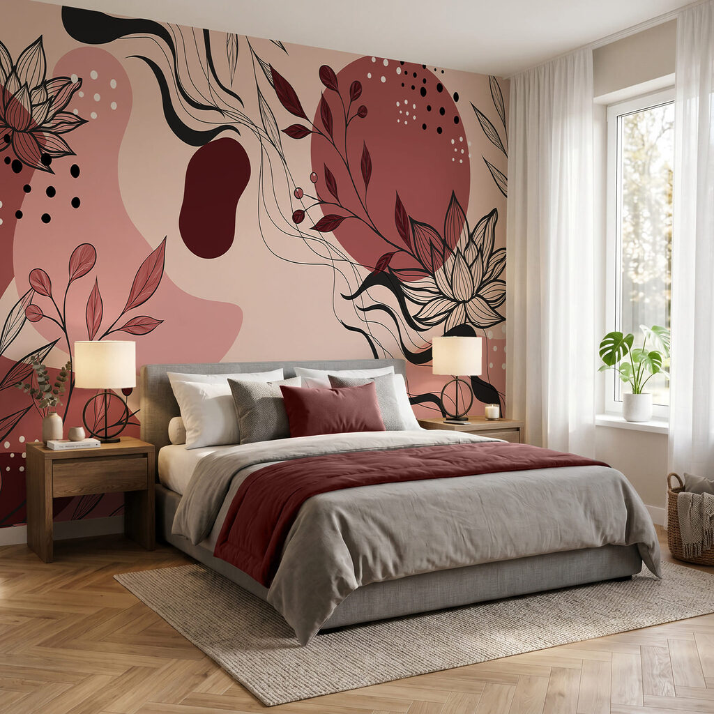 Abstract floral design in soft hues