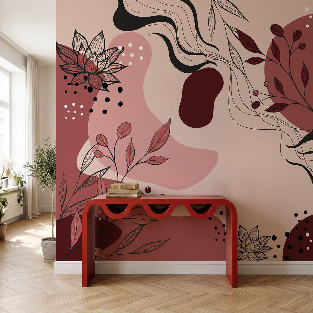 Abstract floral design in soft hues