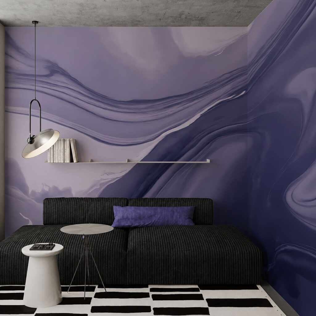 - Swirling shades of soft purple hues