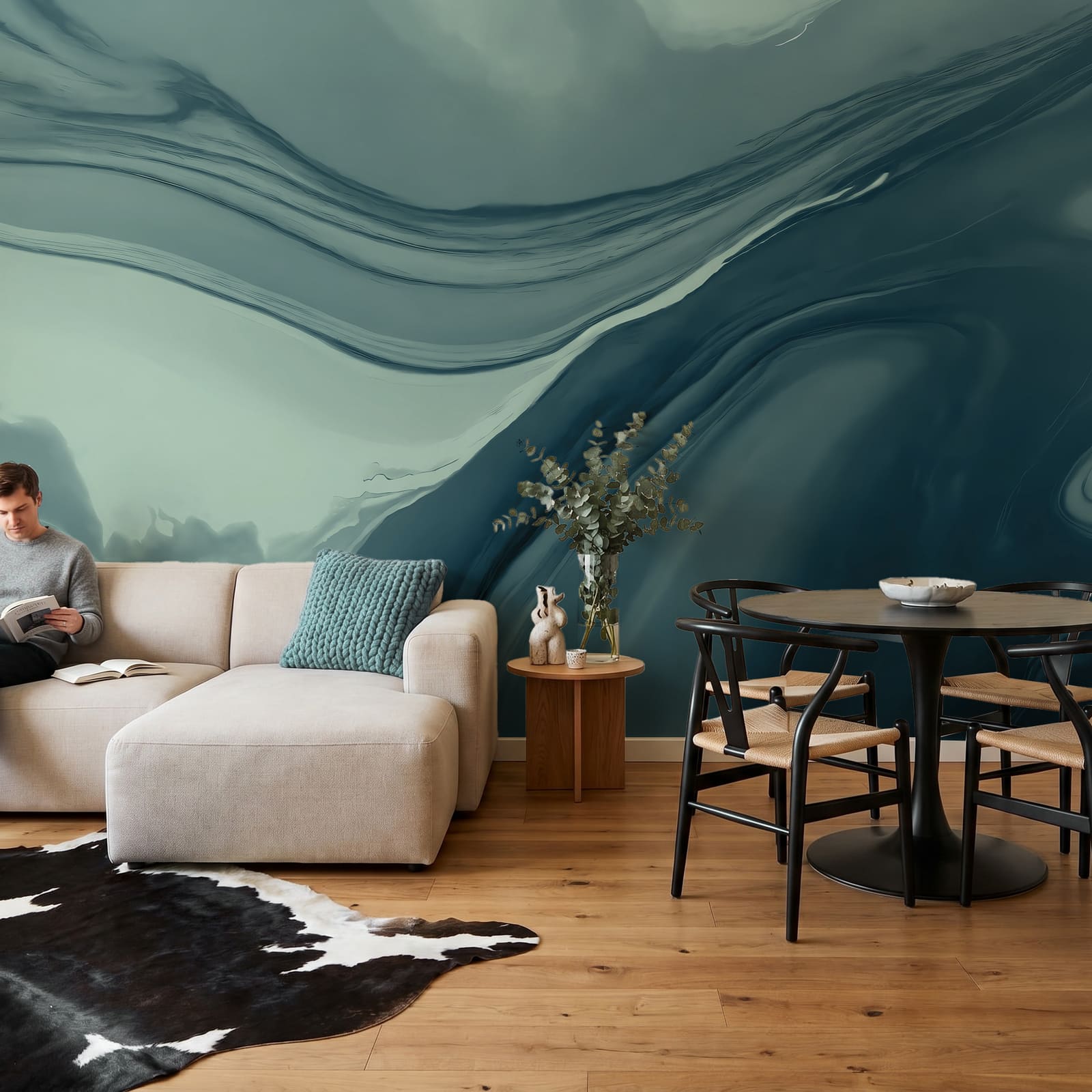 Flowing hues in tranquil waves
