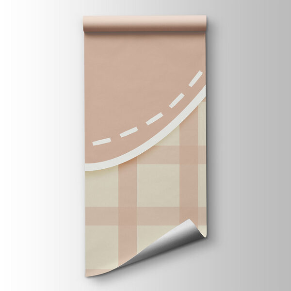 Pink and white grid with a white line