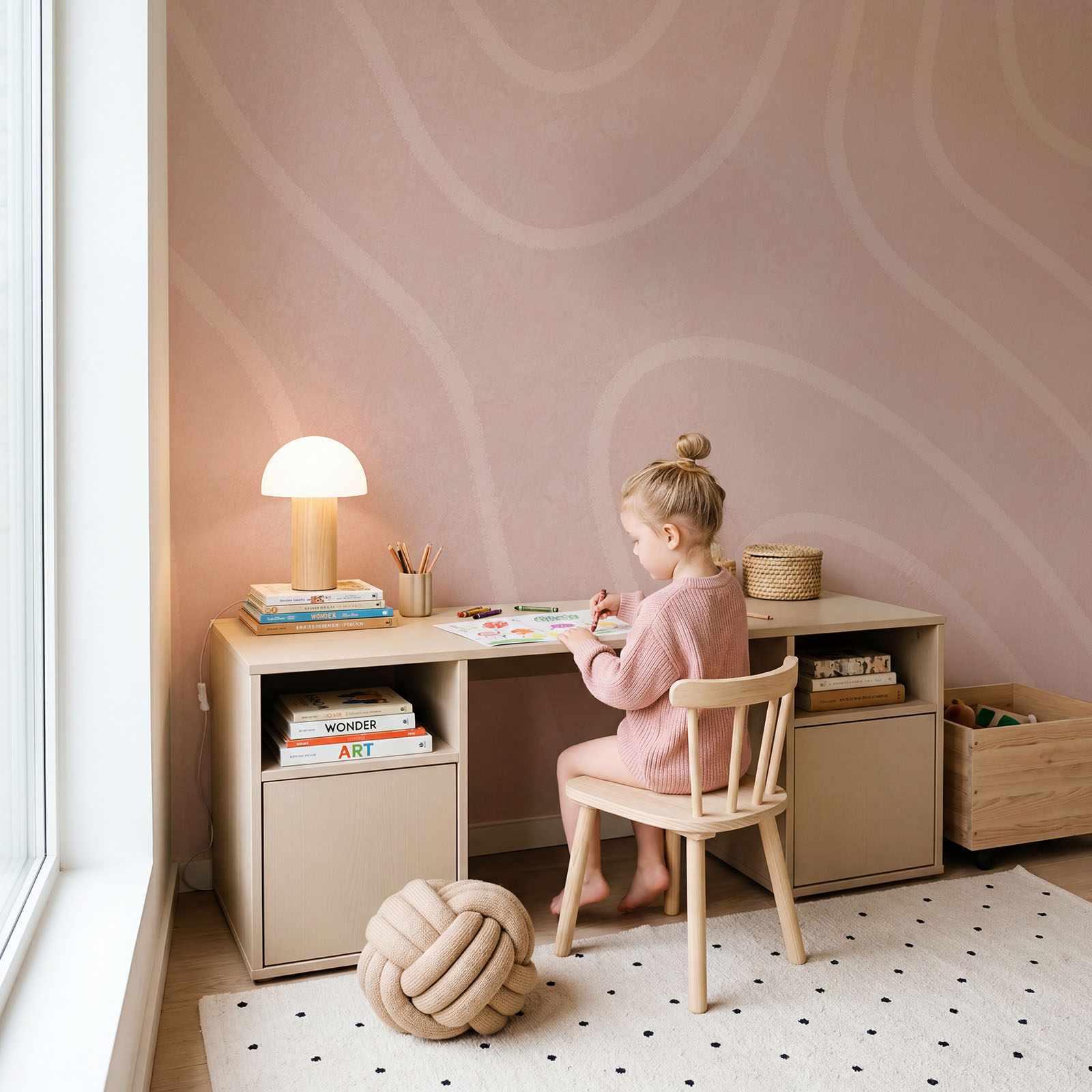 Pink and white wavy pattern