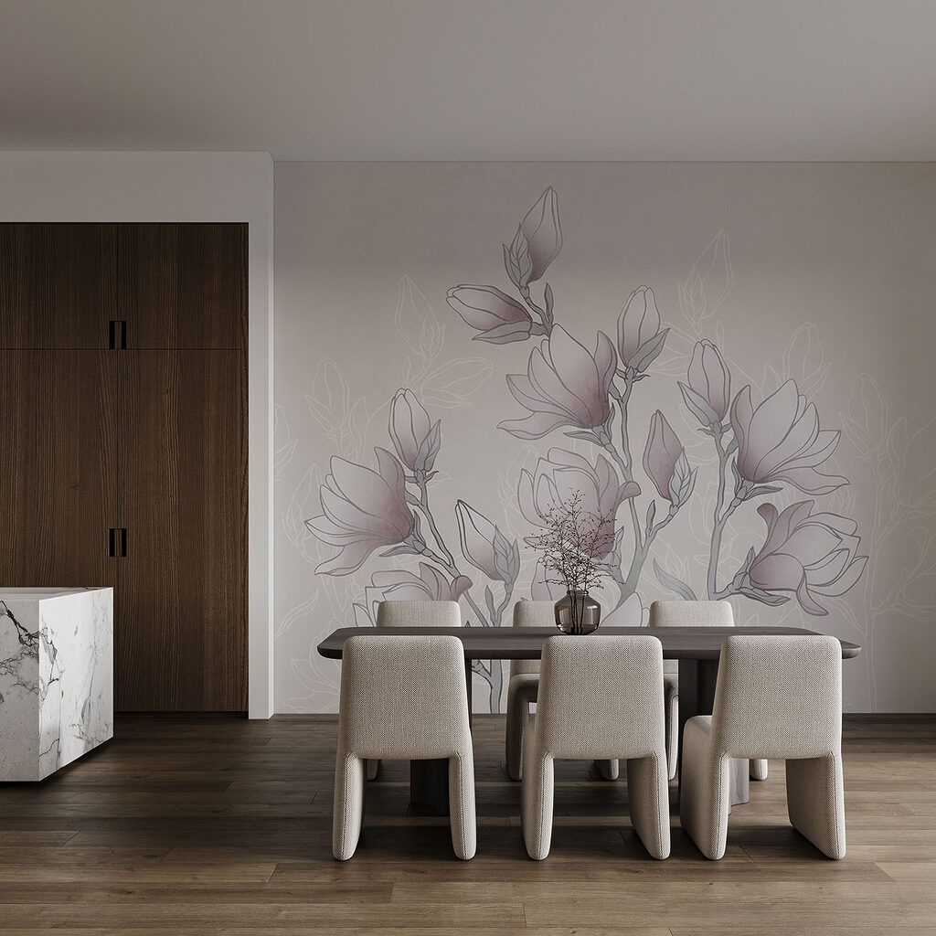 Drawing of flowers on a branch