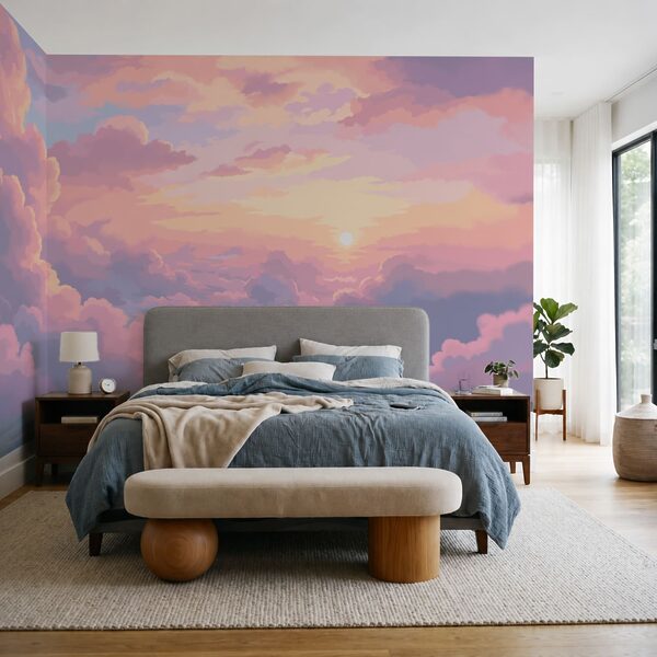Pink clouds and the sun