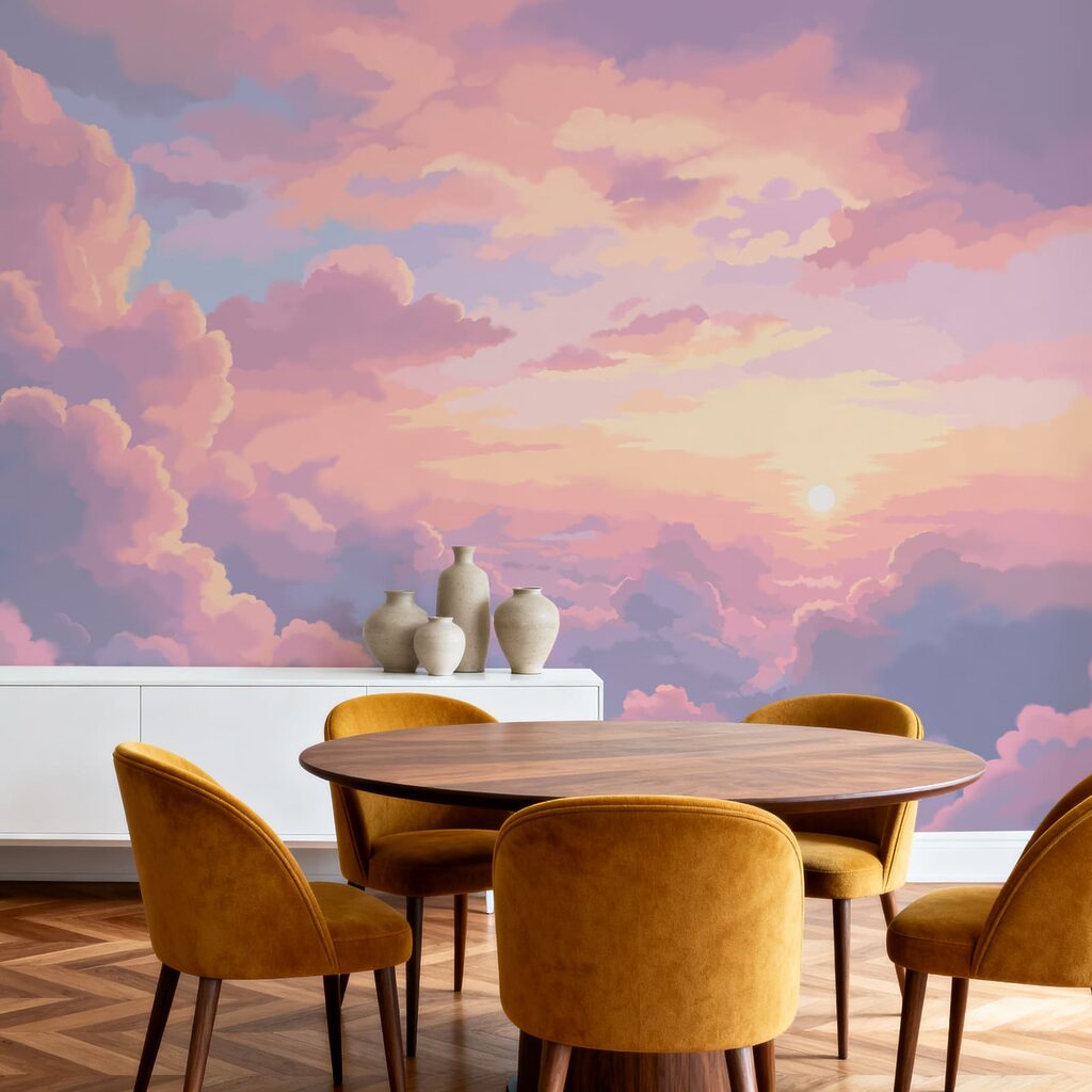 Pink clouds and the sun