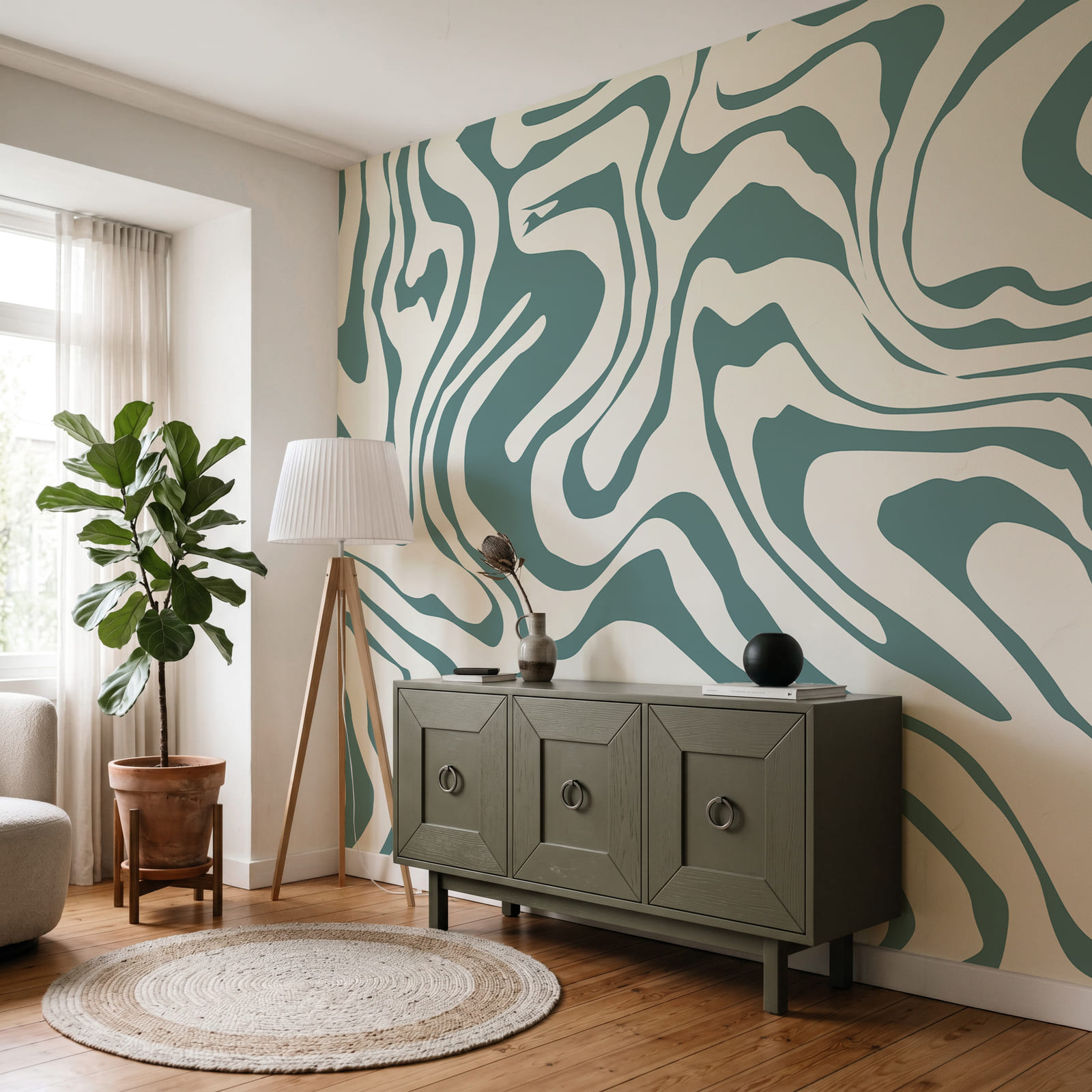 Flowing lines in cool hues Flowing lines in cool hues