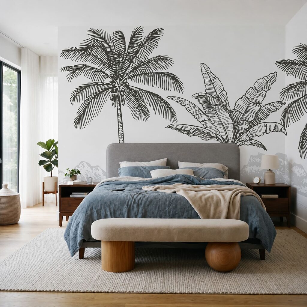 Palm trees and a beach